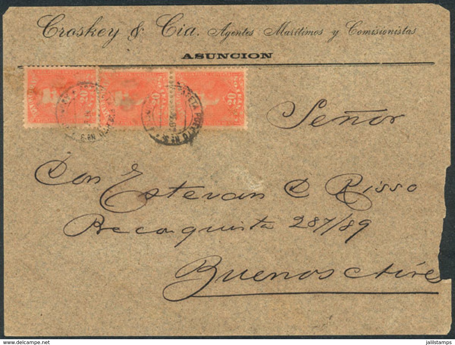1084 PARAGUAY: Front Of Cover Franked With 60c., Sent From Asunción (Estafeta Puerto - Paraguay