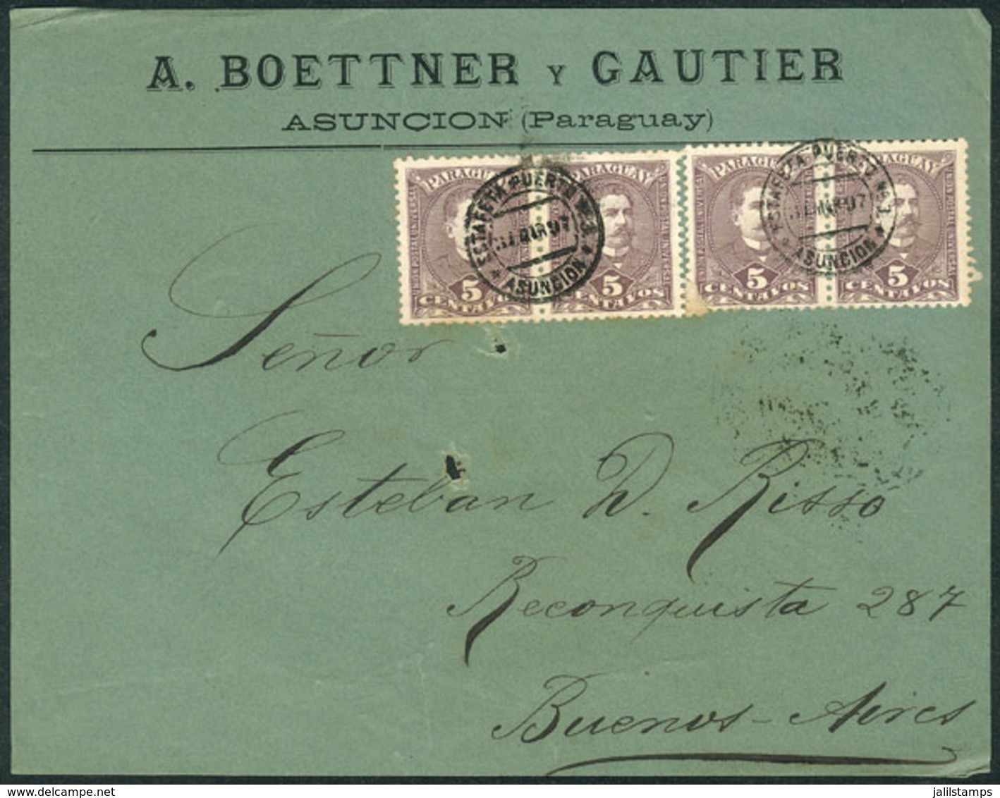 1086 PARAGUAY: Front Of Cover Franked With 20c., Sent From Asunción (Estafeta Puerto - Paraguay