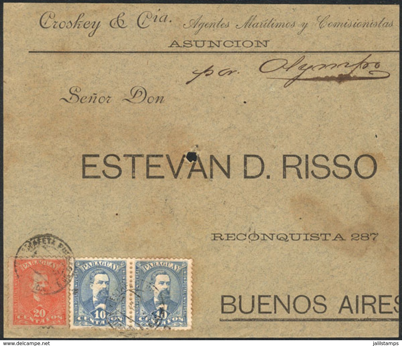 1093 PARAGUAY: Front Of Cover Franked With 40c., Sent To Buenos Aires On 1/DE/1897, V - Paraguay