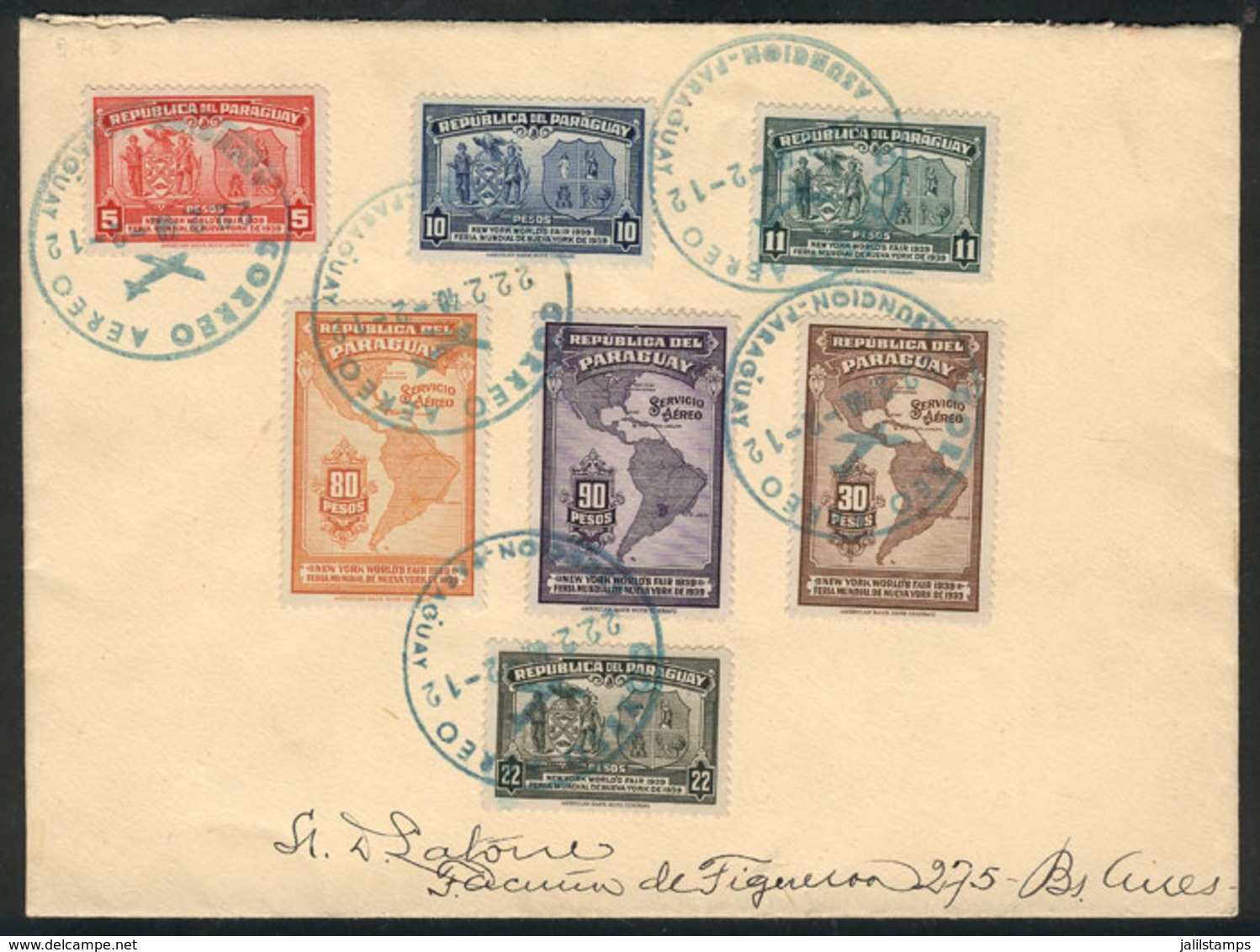 1097 PARAGUAY: Cover Franked By Sc.362/5 + C.124/6 (complete Set New York World Fair) - Paraguay