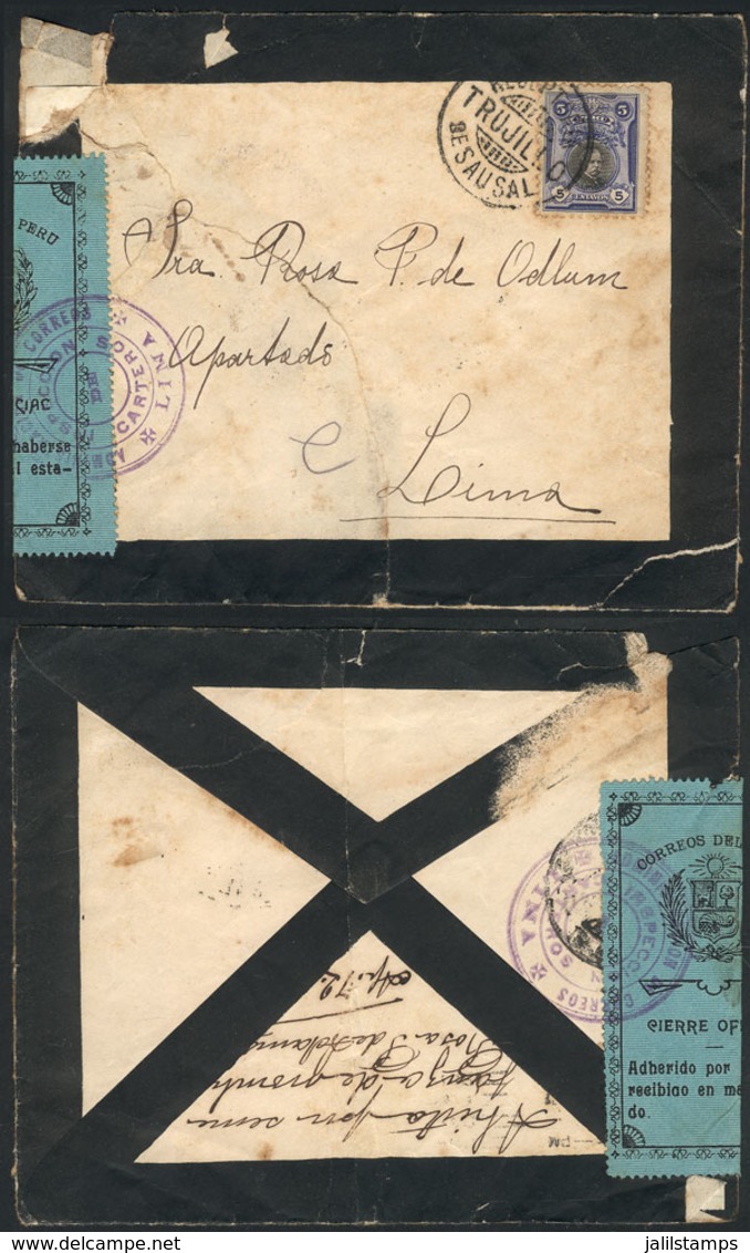 1120 PERU: "Circa 1918, Mourning Cover Sent From SAUSAL To Lima (to ""Apartado""), By - Peru