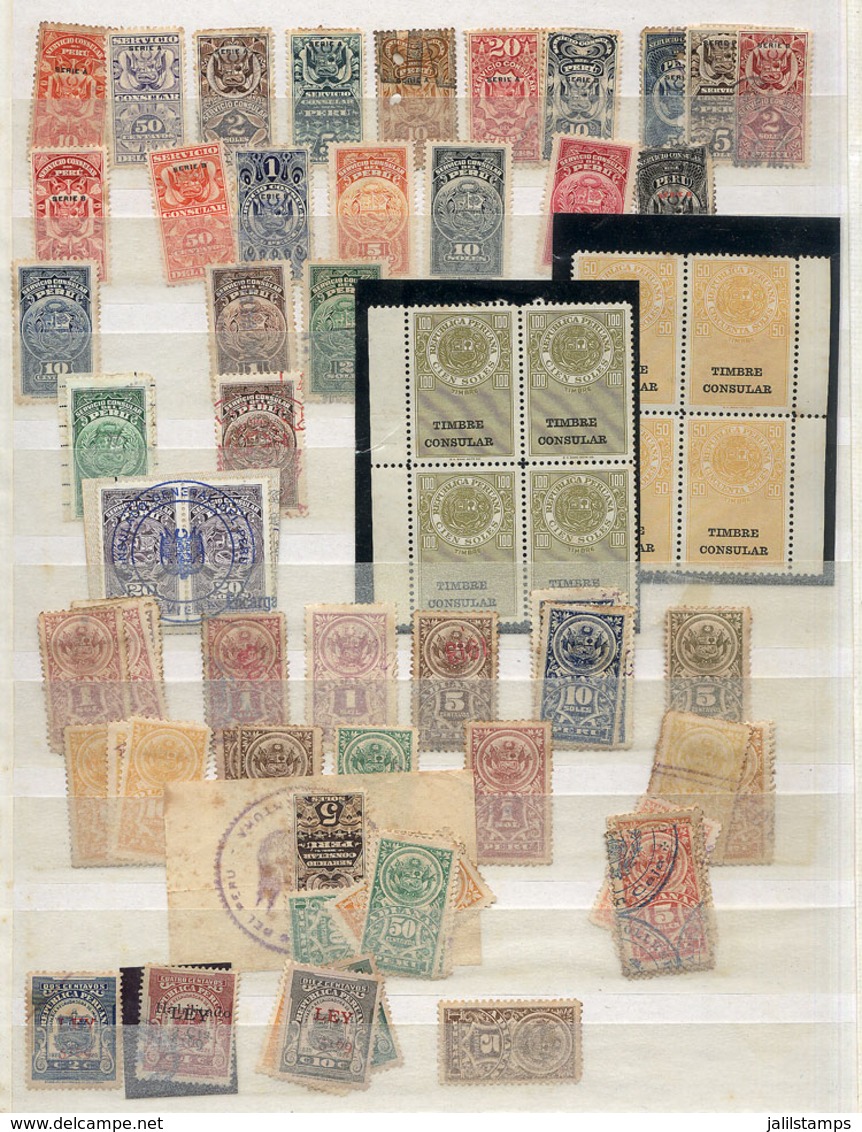 1140 PERU: Collection In Stockbook With More Than 1,000 Very Interesting Revenue Stam - Perú