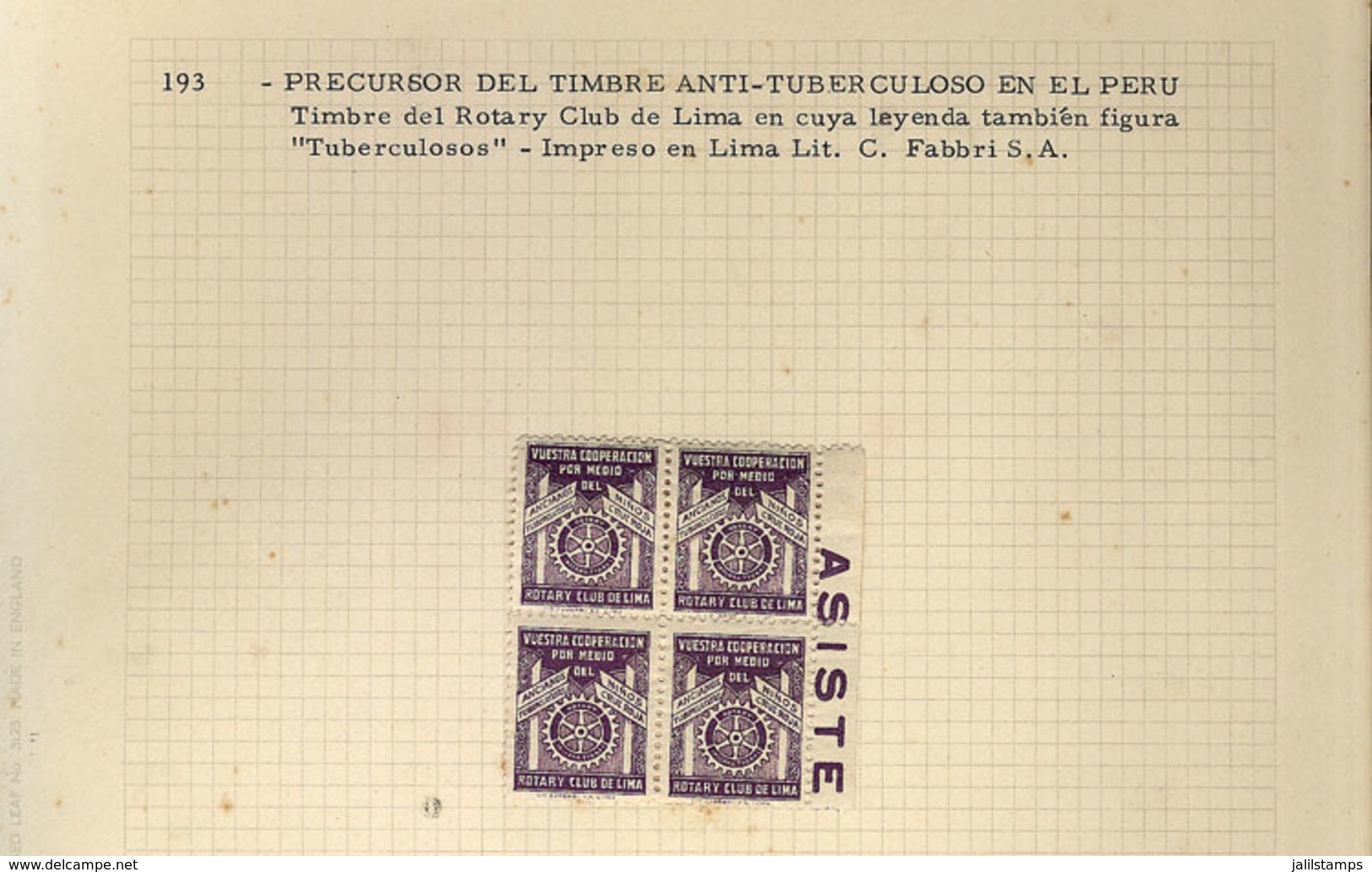 1145 PERU: Collection On Album Pages Of Anti-tuberculosis Cinderellas, Including A Go - Peru