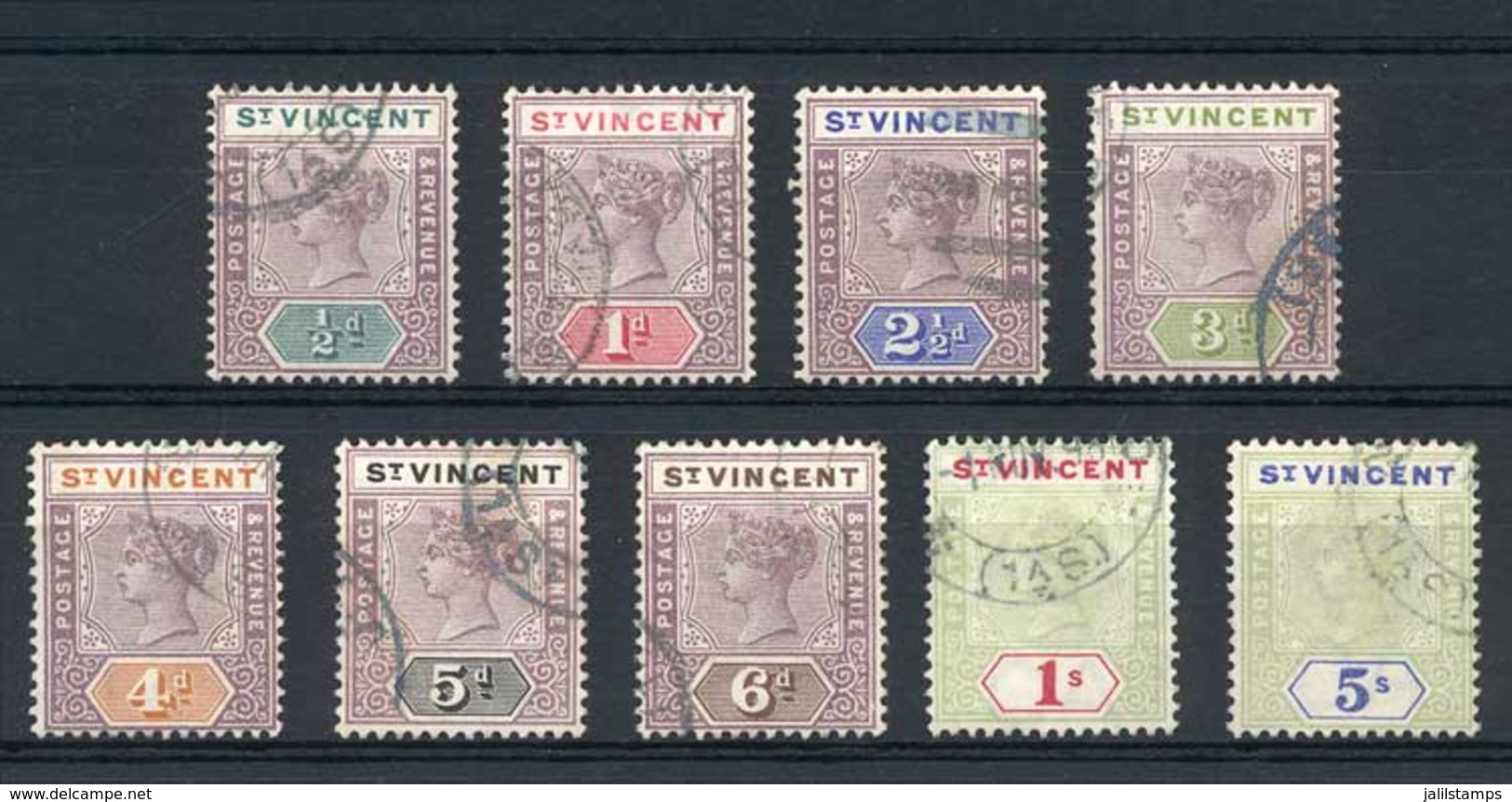 1168 SAINT VINCENT: Sc.62/70 (Yv.46/54), 1899 Complete Set Of 9 Used Values, Very Fin - St.Vincent (1979-...)