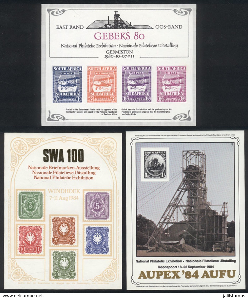 1182 SOUTH AFRICA: 4 Commemorative Sheets Printed For Various Stamp Exhibitions, Exce - Otros & Sin Clasificación
