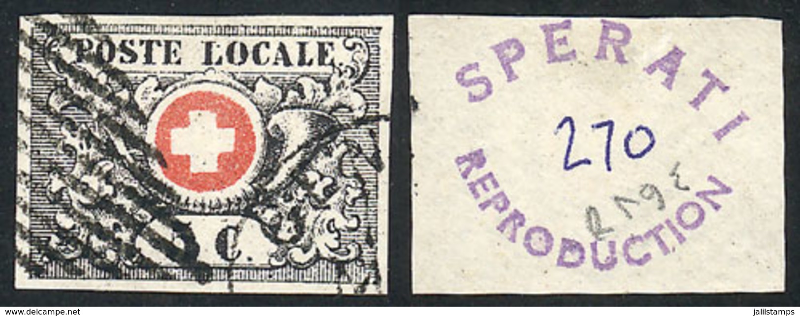 1185 SWITZERLAND: Sc.2L6, 1849/50 5c. Black And Red, Sperati FORGERY, Excellent Quali - 1843-1852 Correos Federales Y Cantonales