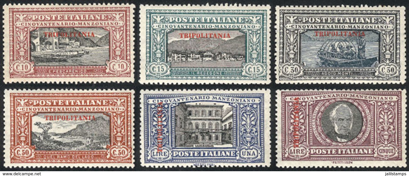 1225 TRIPOLITANIA: Sc.11/16, 1924 Manzoni, Complete Set Of 6 Values, Excellent Qualit - Tripolitania