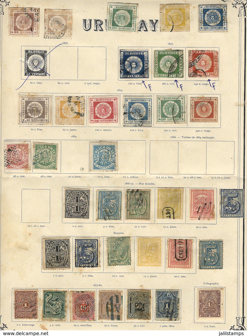 1261 URUGUAY: Very Old Collection On Album Pages, Including Several Good Values And S - Uruguay