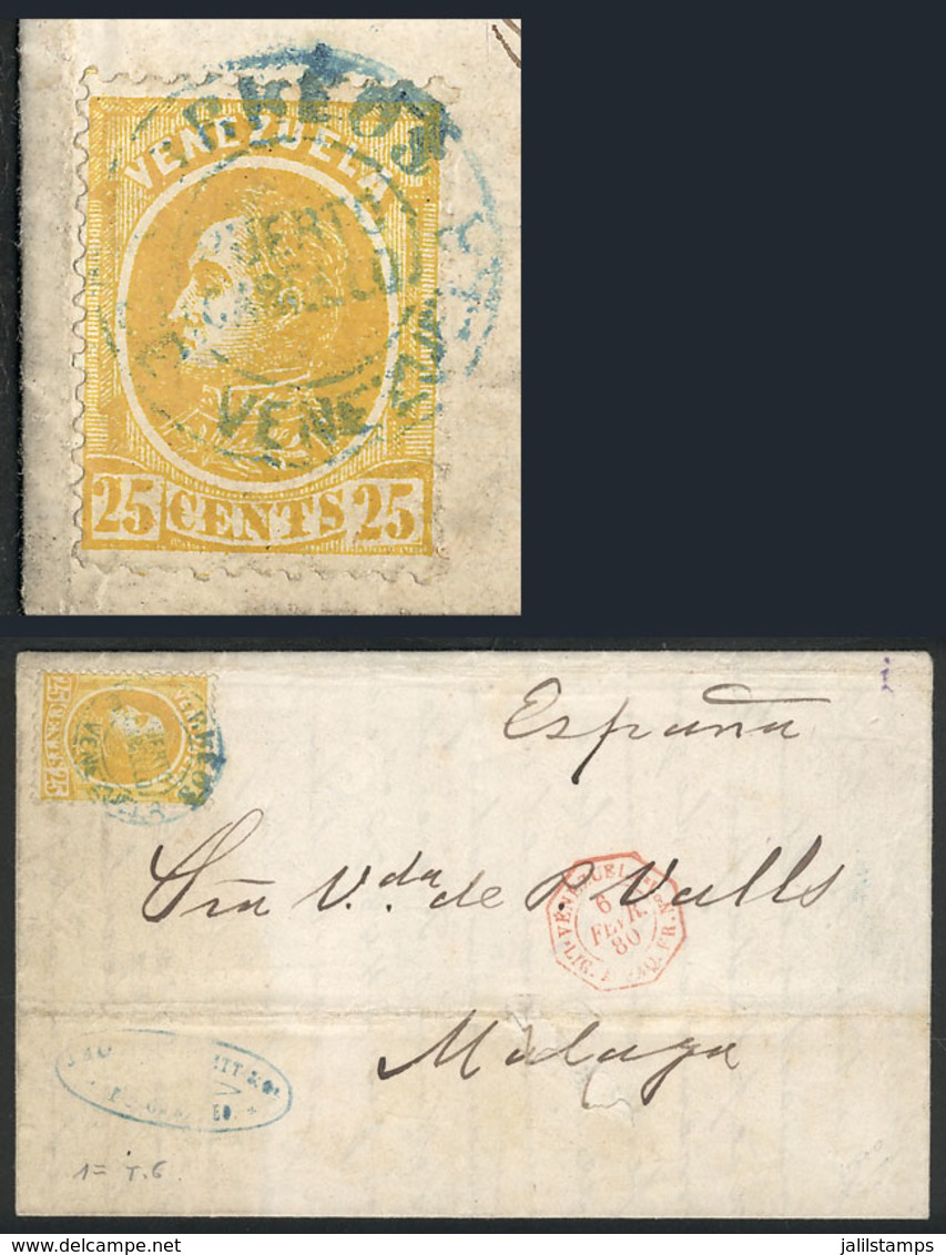 1276 VENEZUELA: Letter Franked By Sc.71 (Yvert 26), Sent From PUERTO CABELLO To Málag - Venezuela