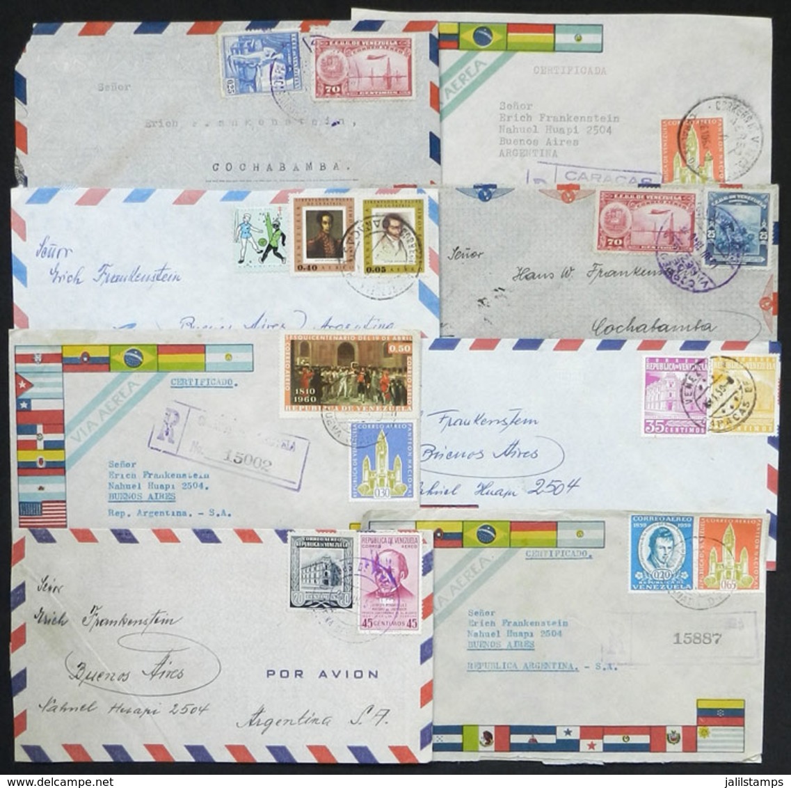 1285 VENEZUELA: 19 Covers With Interesting Postages Sent To Argentina, Very Fine Qual - Venezuela