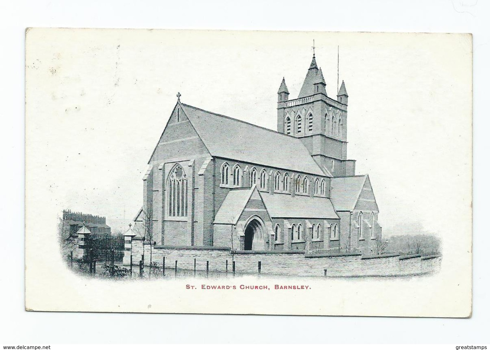 Yorshire Postcard St. Edwards Church Barnsley  With Barnsley Squared Circle Posted 1904 - Autres & Non Classés