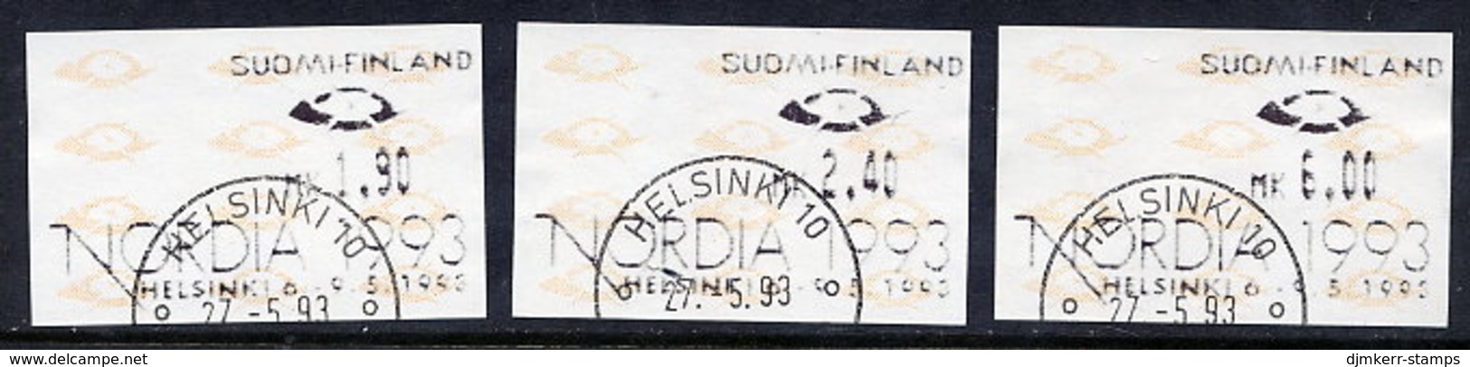 FINLAND 1993 NORDIA '93 1991 Thermal Print Type , 3 Different Values Used . As  Michel 10 - Vignette [ATM]