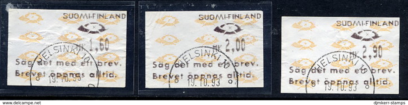 FINLAND 1993 Swedish Slogan On 1991 Thermal Print Type , 3 Different Values Used . As  Michel 10 - Automatenmarken [ATM]