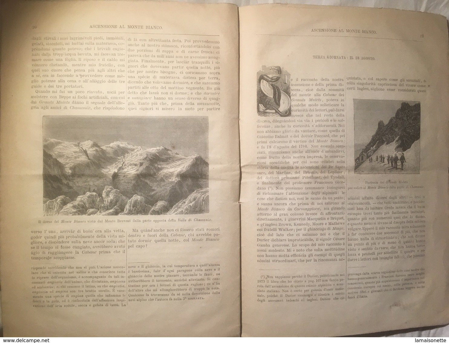 Alpinismo L. Dell’Oro Ascensione Al Monte Bianco Per Versante Italiano 1875 Ediz. Originale - Libri Antichi