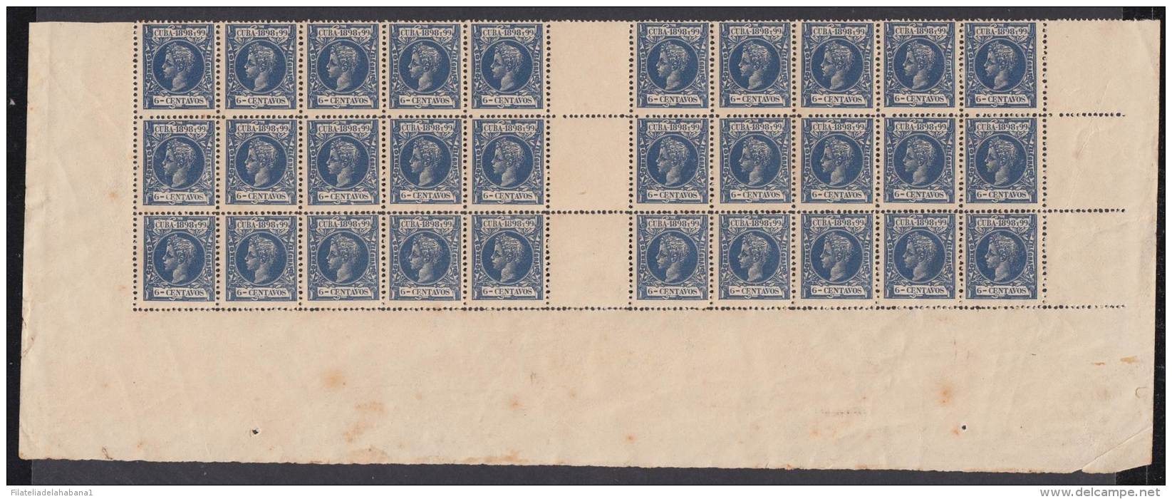 1898-230 CUBA ESPAÑA SPAIN, 1898 (LG1406) 6c BLOCK 30 AUTONOMIA, GOMA ORIGINAL. - Unused Stamps