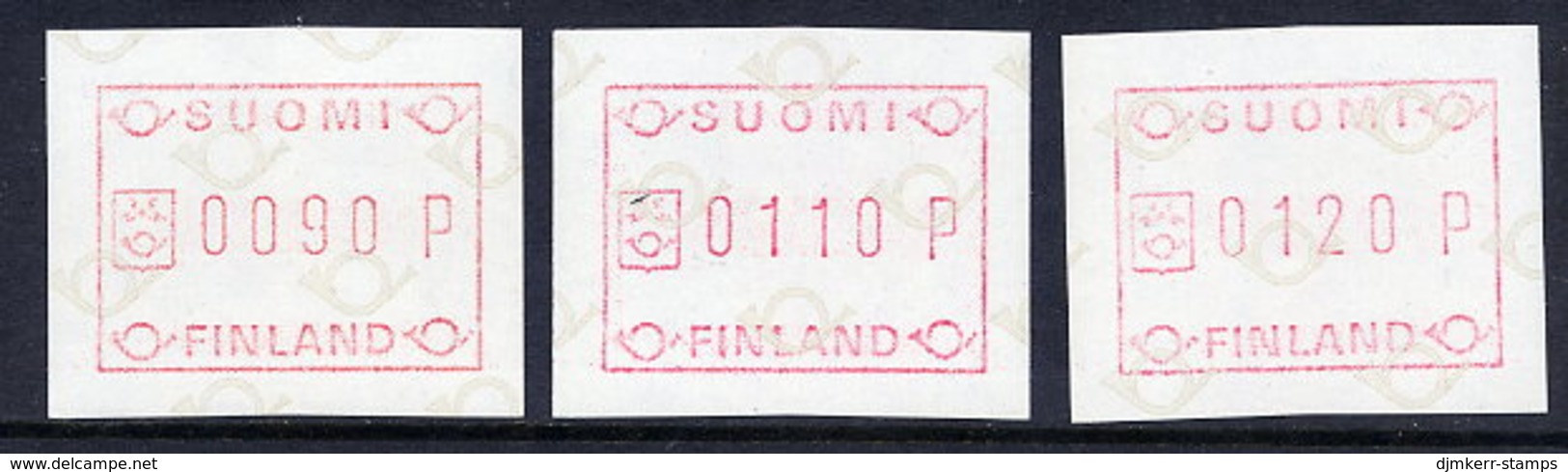 FINLAND 1982 Definitive , 3 Different Values MNH / ** .Michel 1 - Machine Labels [ATM]