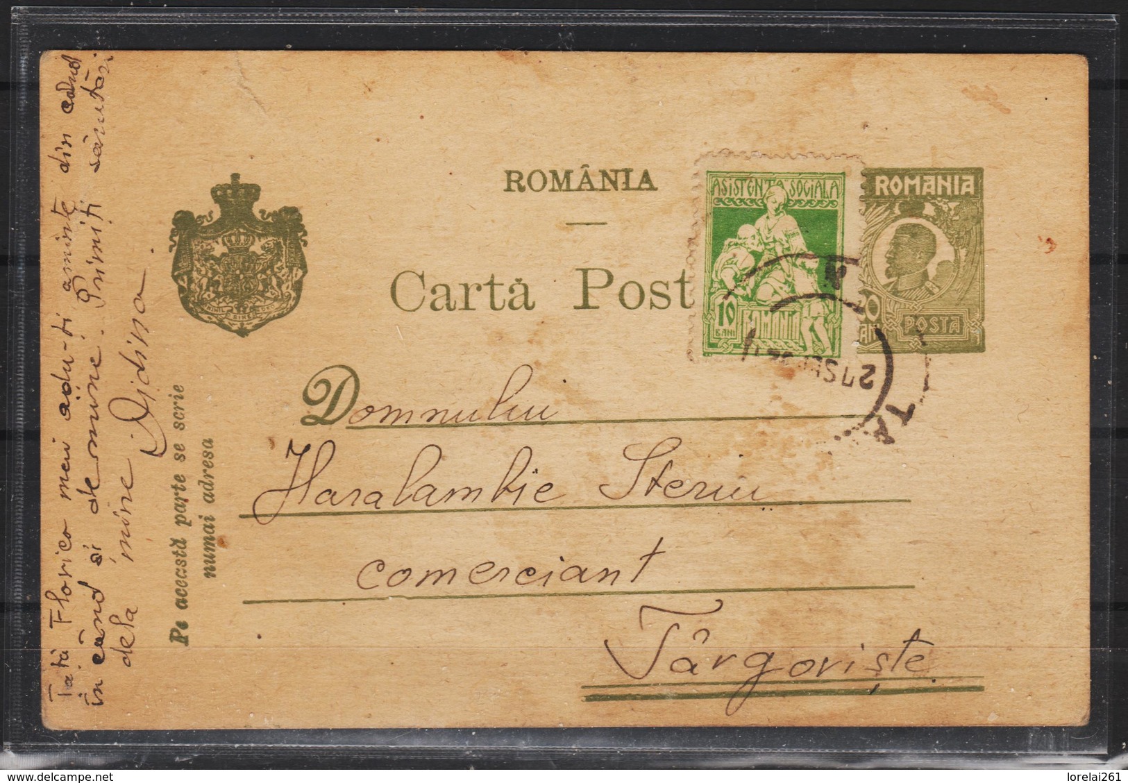 C.P.FERDINAND  Circulata 1922 Cu Obliterare Targoviste - Storia Postale Prima Guerra Mondiale