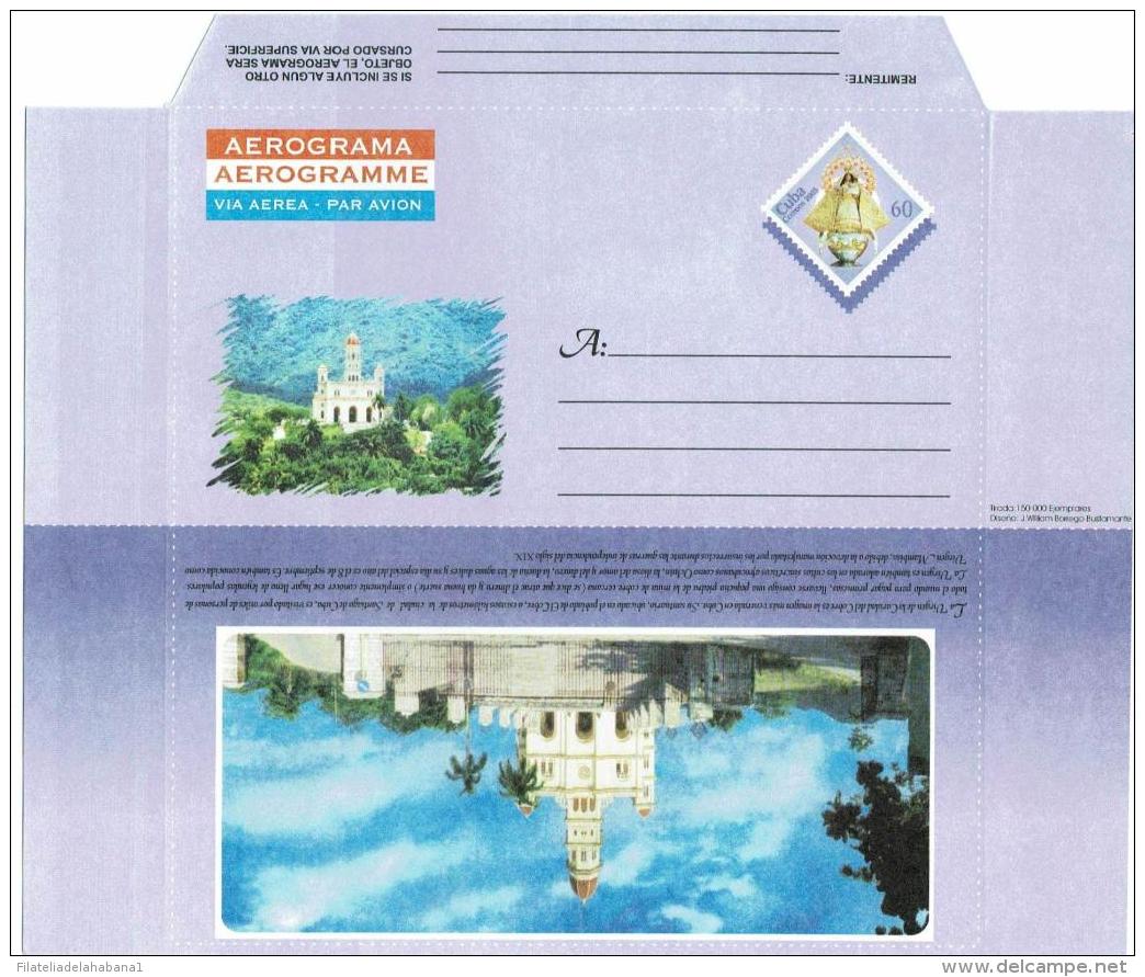 2003-EP-41 CUBA 2003 (LG1444) UNFOLDED POSTAL STATIONERY AEROGRAMME IGLESIA CARIDAD DEL COBRE, CHURCH. - Covers & Documents