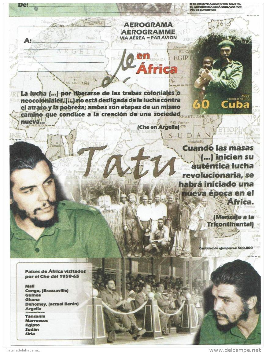 2005-EP-16 CUBA 2005 (LG1446) UNFOLDED POSTAL STATIONERY AEROGRAMME ERNESTO CHE GUEVARA EN EL CONGO. - Covers & Documents