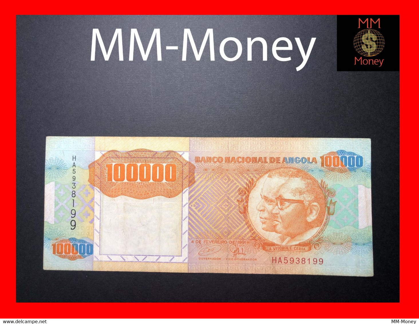 ANGOLA 100.000 100000 Kwanzas 4.2.1991 P. 133 X  "error Note"   **RARE**    VF - Angola