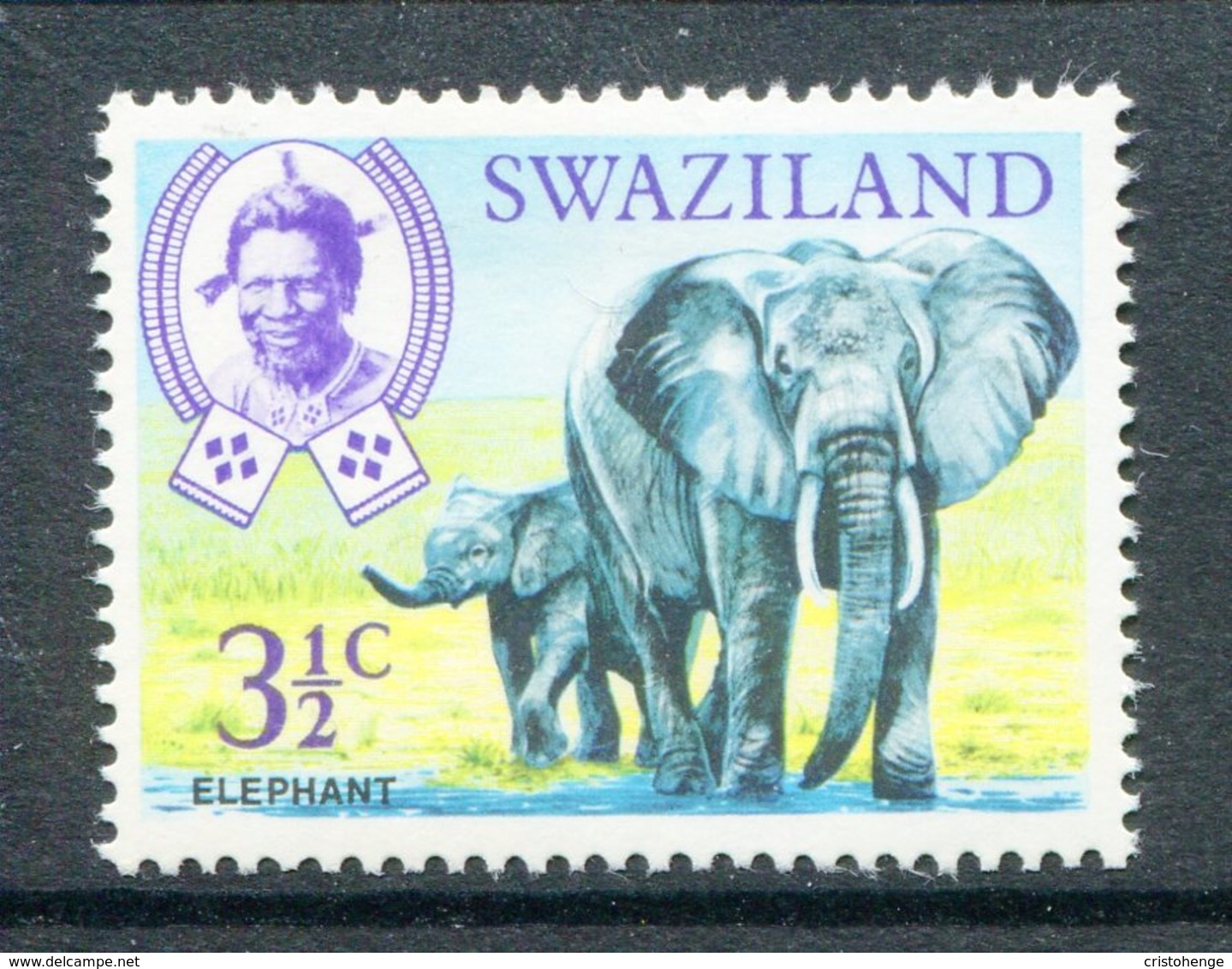 Swaziland 1969-75 Wildlife - 3½c Elephant HM (SG 165) - Swaziland (1968-...)