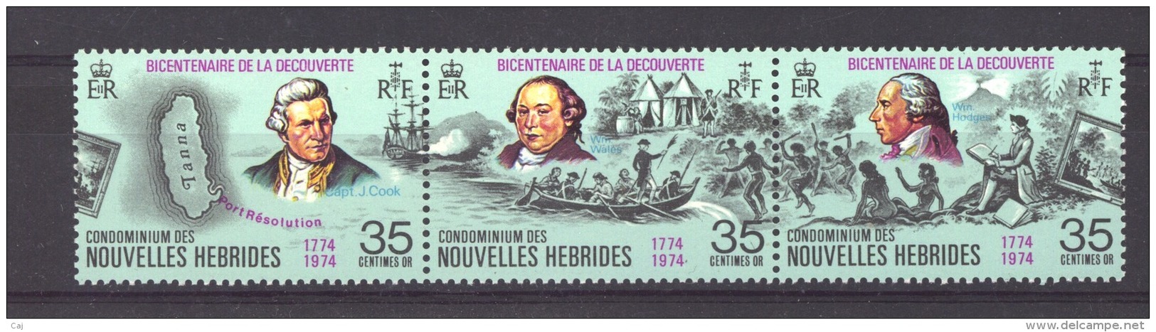 Nouvelles Hébrides  :  Yv  394-96  **  Cook , La Bande - Unused Stamps