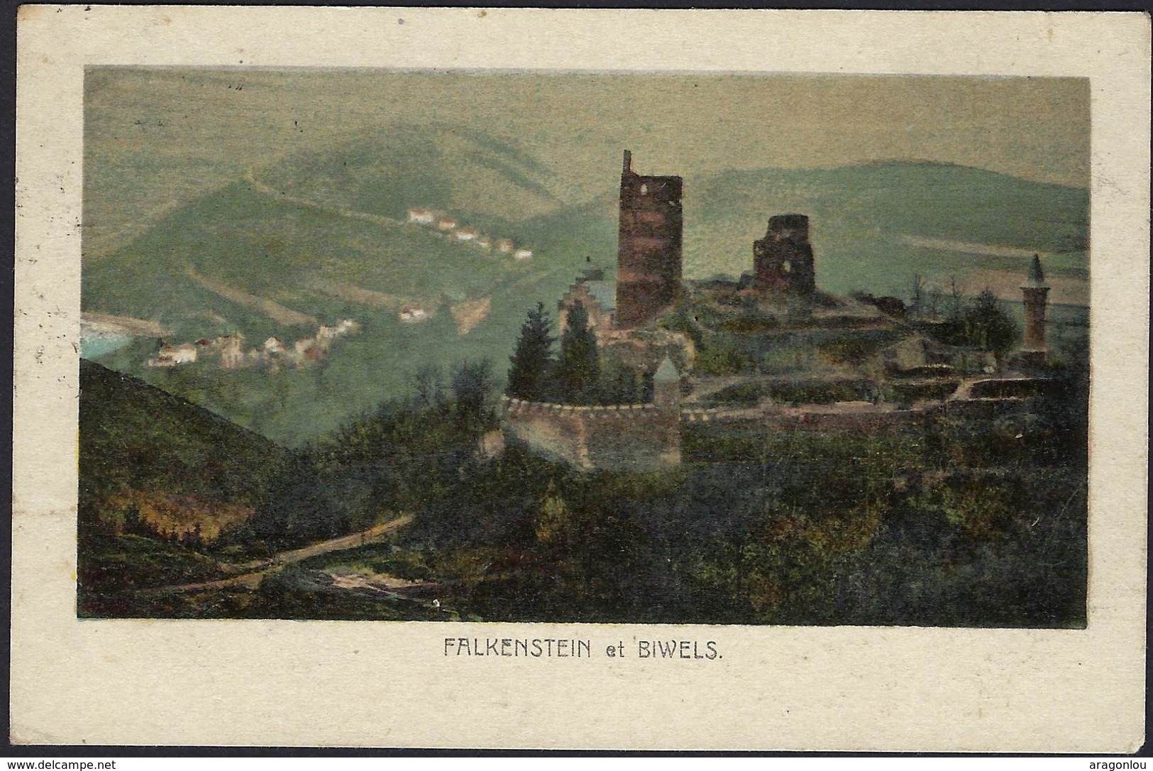 Falkenstein Le Château Et Biwels, Carte Artistique,  (2scans) - Bourscheid