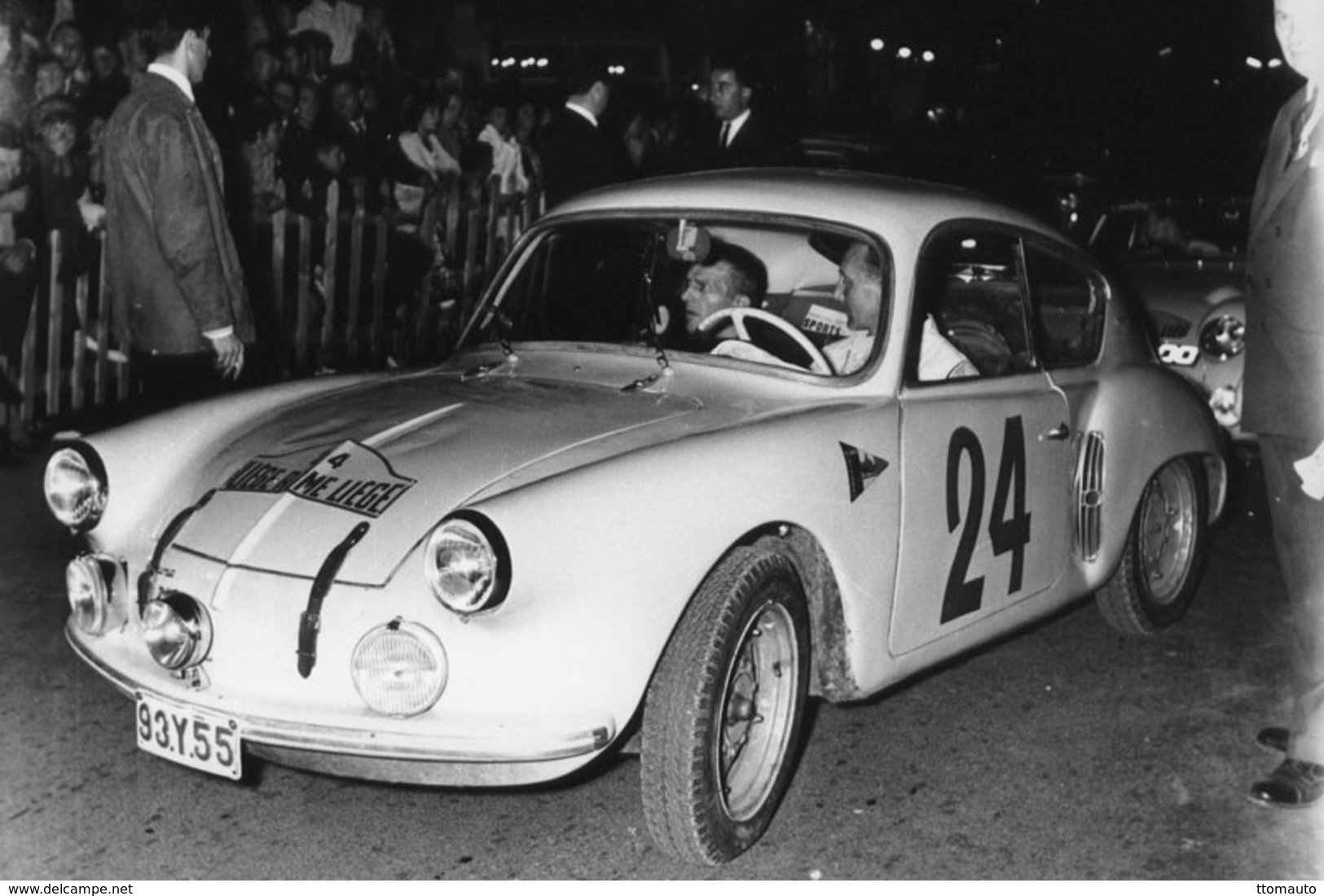 Liège-Rome-Liège Rally 1958  -  Alpine Renault A106  -  Pilotes: Franssen/Laloux  -  15x10cms PHOTO - Rallyes