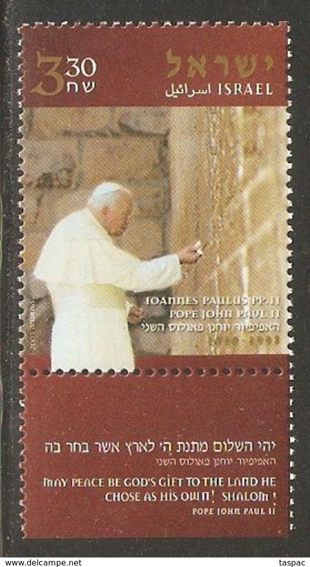 Israel 2005 Mi# 1823 I ** MNH - With Tab - Pope John Paul II - Neufs (avec Tabs)