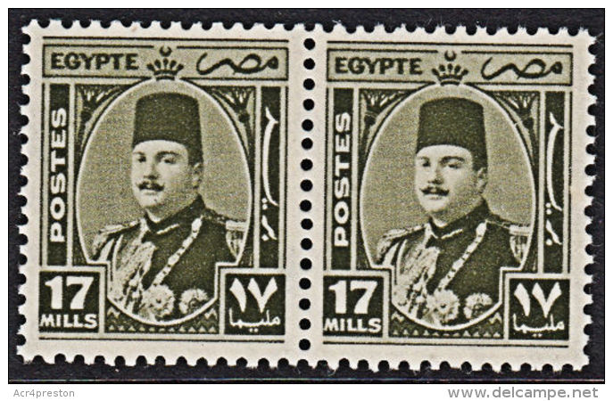 A0810 EGYPT 1944,  SG 299 17m King Farouk,  MNH Pair - Unused Stamps