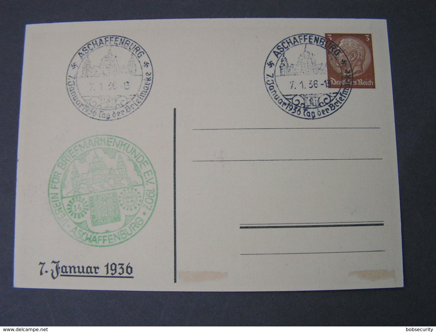 Aschaffenburg Karte  SST 1936 Briefmarkenkunde - Sonstige & Ohne Zuordnung