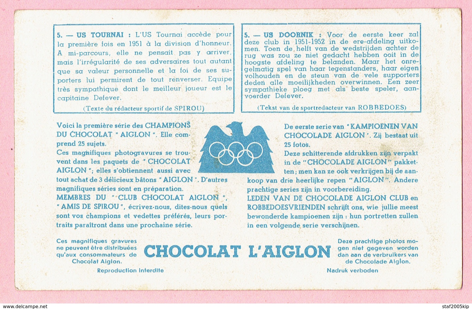 Chromo - Chocolat Aiglon - US Doornik - Aiglon