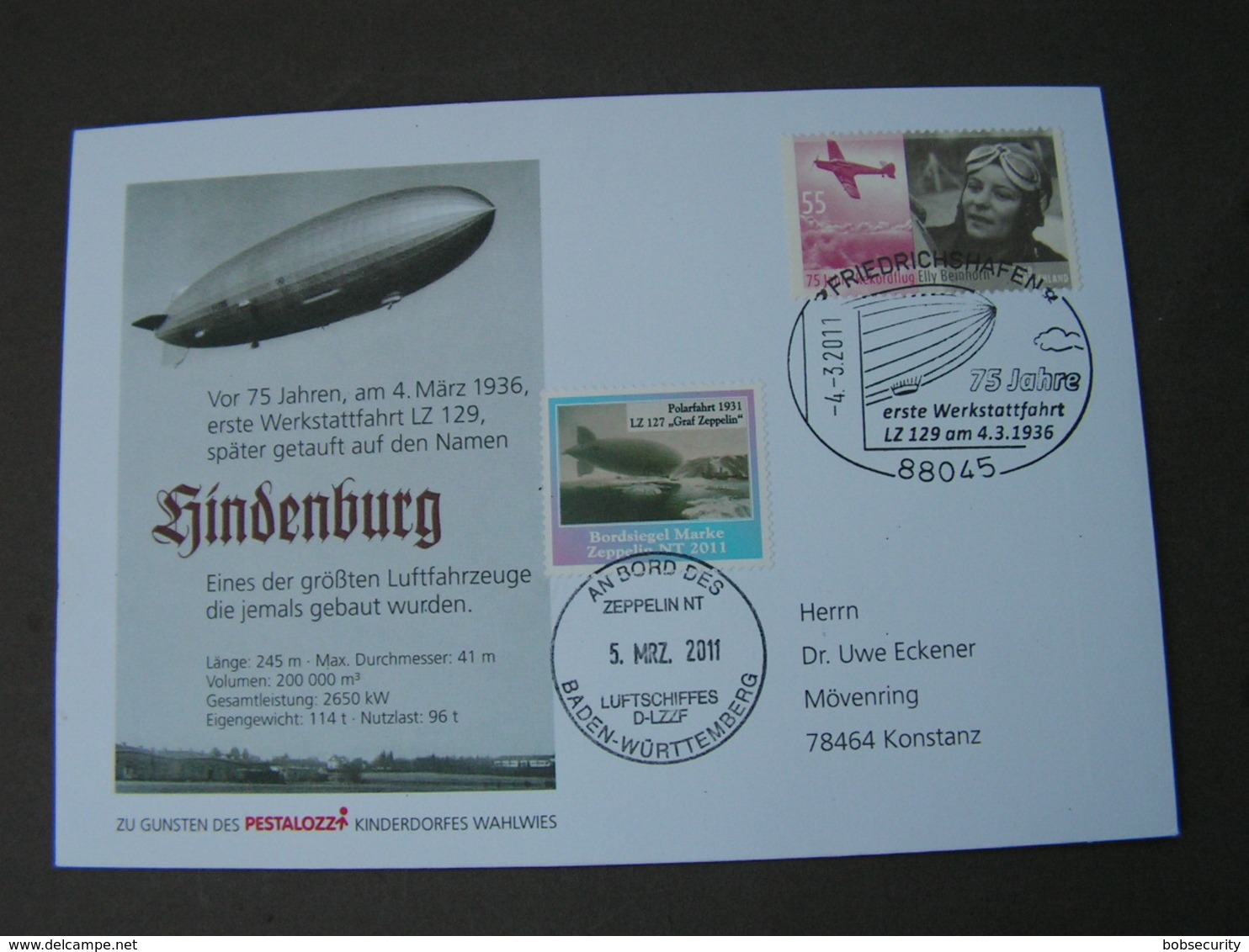 Zeppelin Cv. Hindenburg 2011 - Briefe U. Dokumente