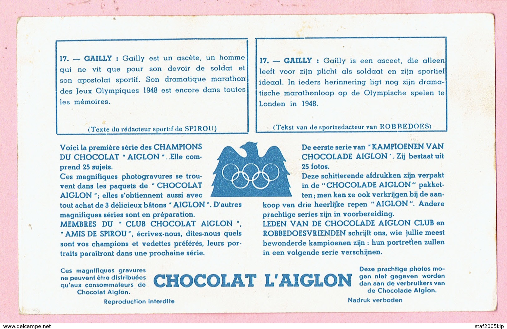 Chromo - Chocolat Aiglon - GAILLY - Marathonloper - Aiglon