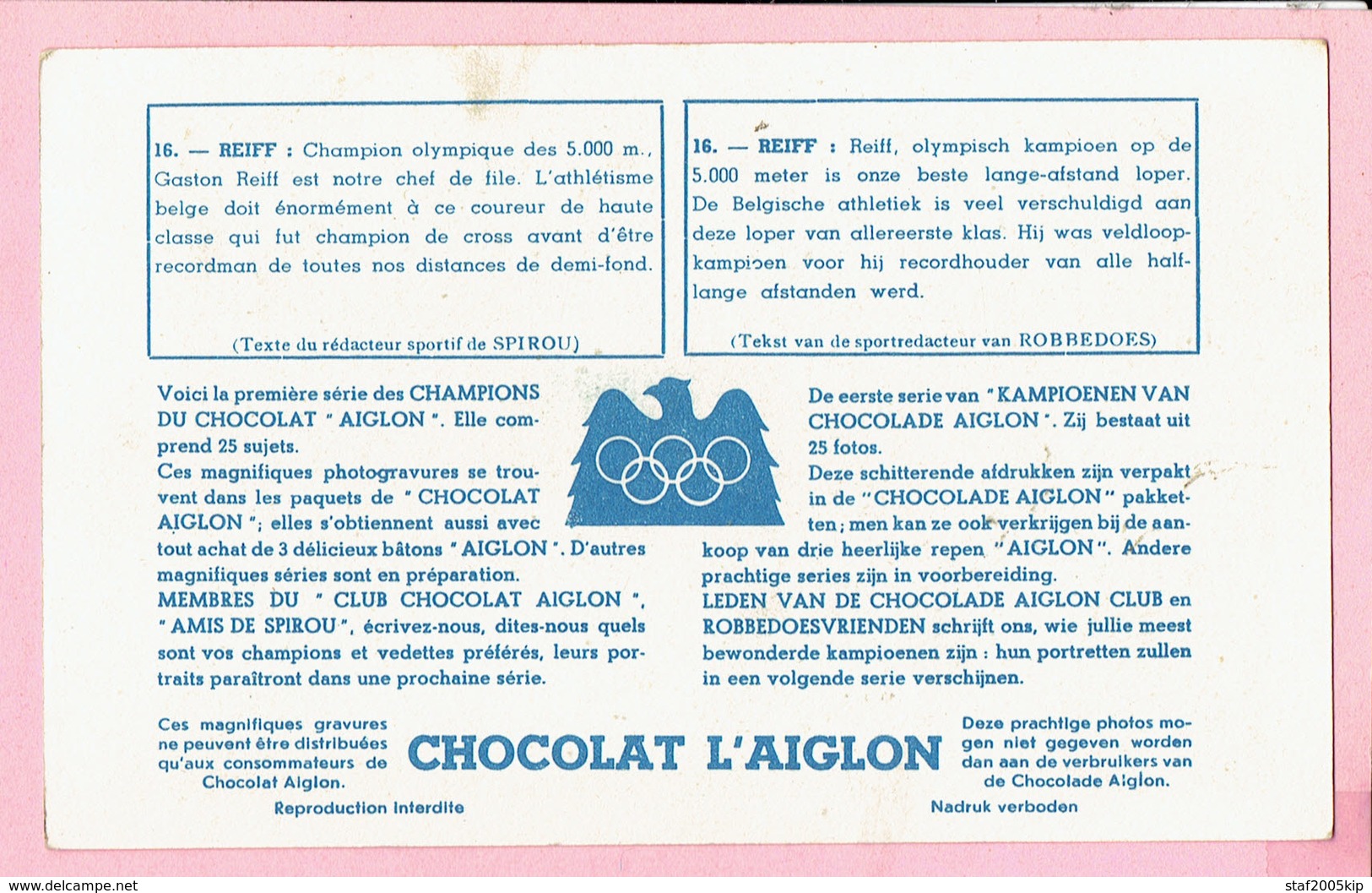 Chromo - Chocolat Aiglon - REIFF - Lange Afstand Loper - Aiglon