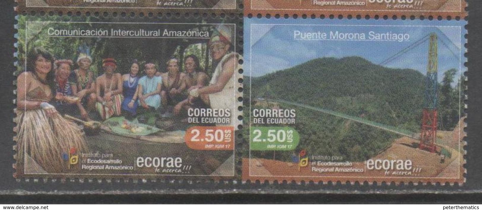 ECUADOR , 2017, MNH, ECOTOURISM, AMAZON, TRIBES, BRIDGES, MOUNTAINS, 2v - Other & Unclassified