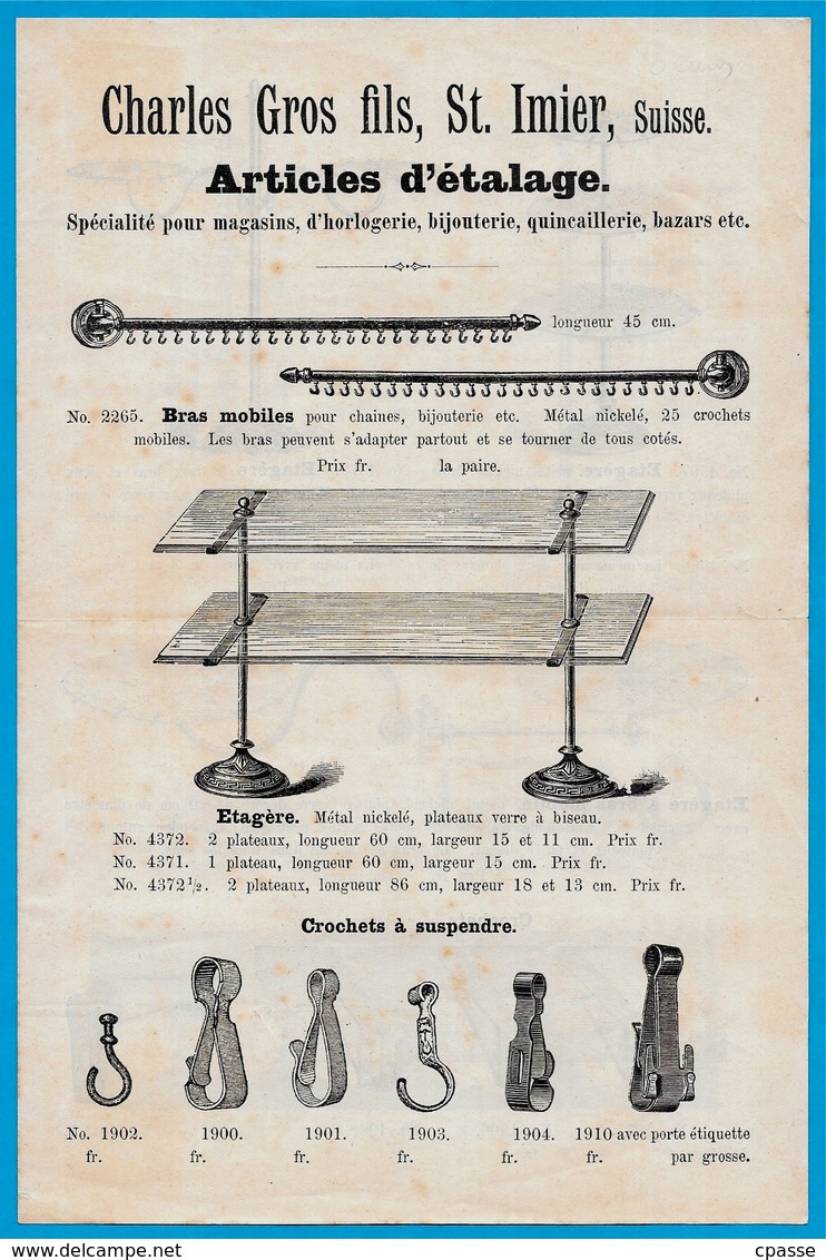 Dépliant Publicitaire CHARLES GROS FILS, St SAINT-IMIER Suisse BE Berne - Illustré Articles D'étalage (pour Magasin)... - Suiza