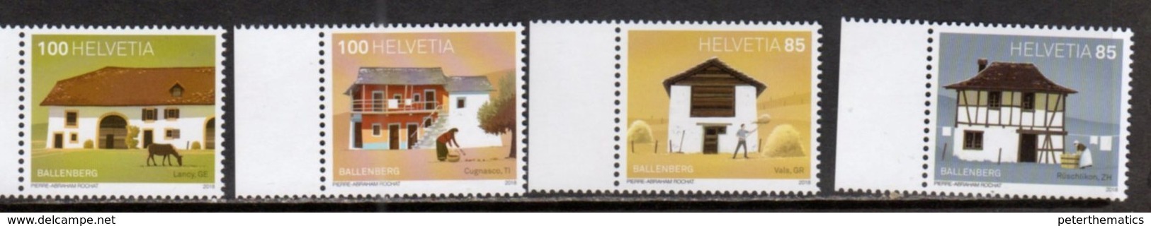 SWITZERLAND , 2018, MNH, 50 YEARS BALLENBERG, ARCHITECTURE, HORSES, 4v - Geography