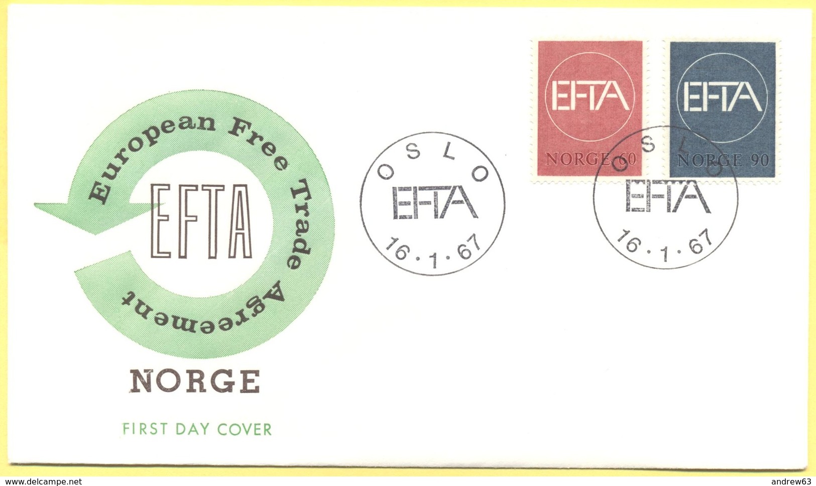 NORVEGIA - NORWAY - NORGE - 1967 - EFTA - FDC - FDC