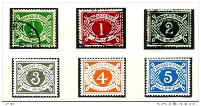 IRELAND, Postage Dues, Yv 1, 6, 8, 22/24, */o M/U, F/VF, Cat. &euro; 46 - Portomarken