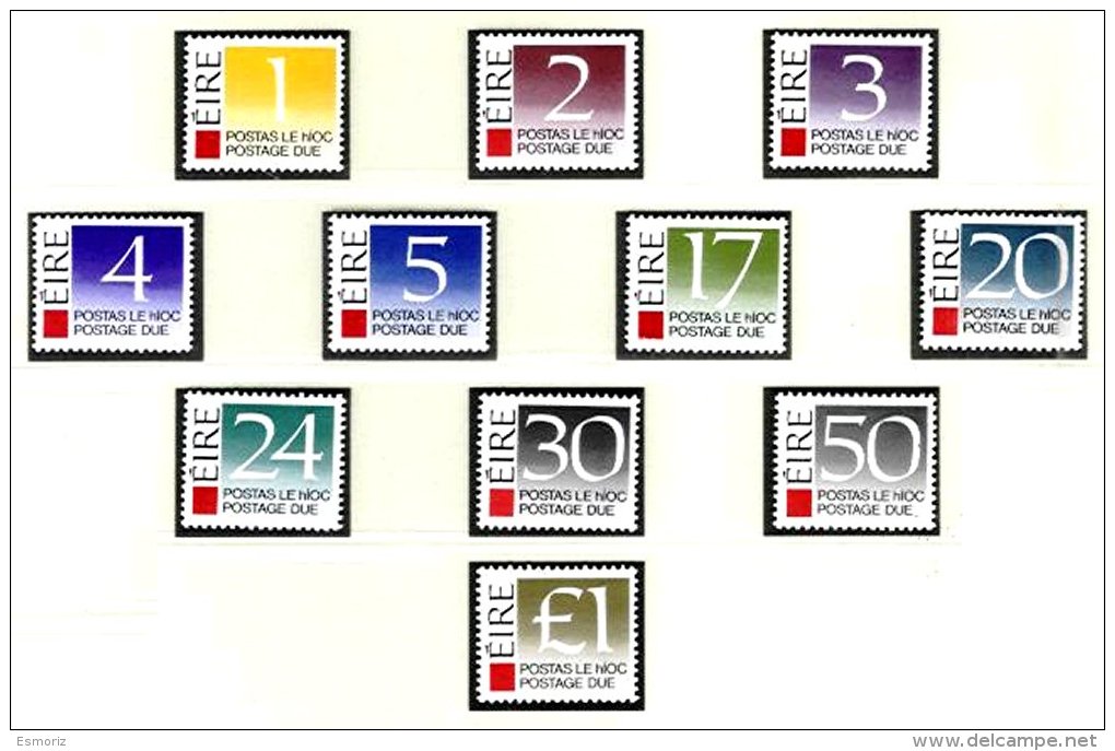 IRELAND, Postage Dues, Yv 35/45, ** MNH, F/VF, Cat. &euro; 11 - Postage Due