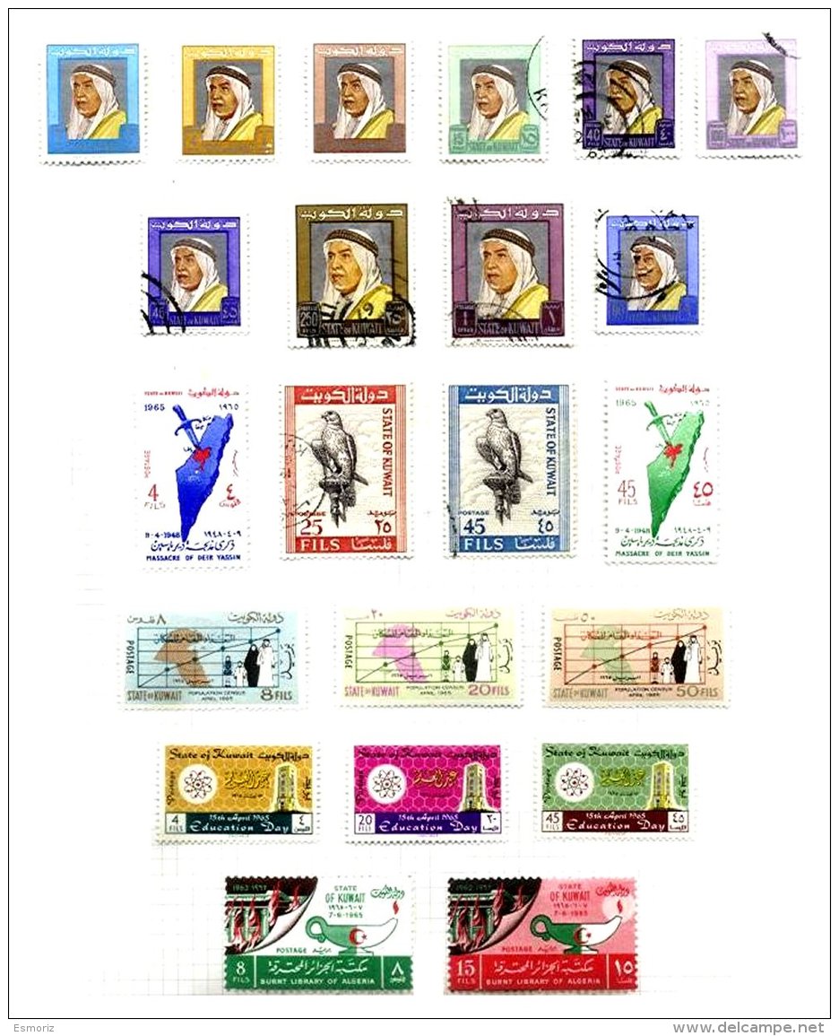 KUWAIT, Commemoratives, Yv 214/31 Disc., 263/68, 272/73, 277/78, 282, 284, */o M/U, F/VF, Cat. &euro; 31 - Koweït