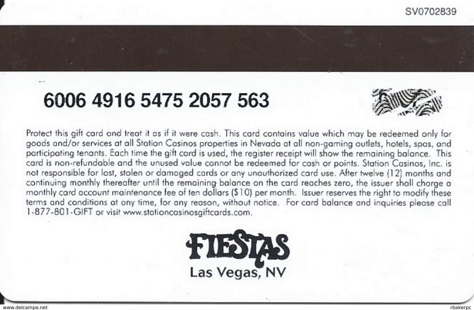 Fiesta Casinos - Las Vegas NV - Gift Card (no Value) - Gift Cards