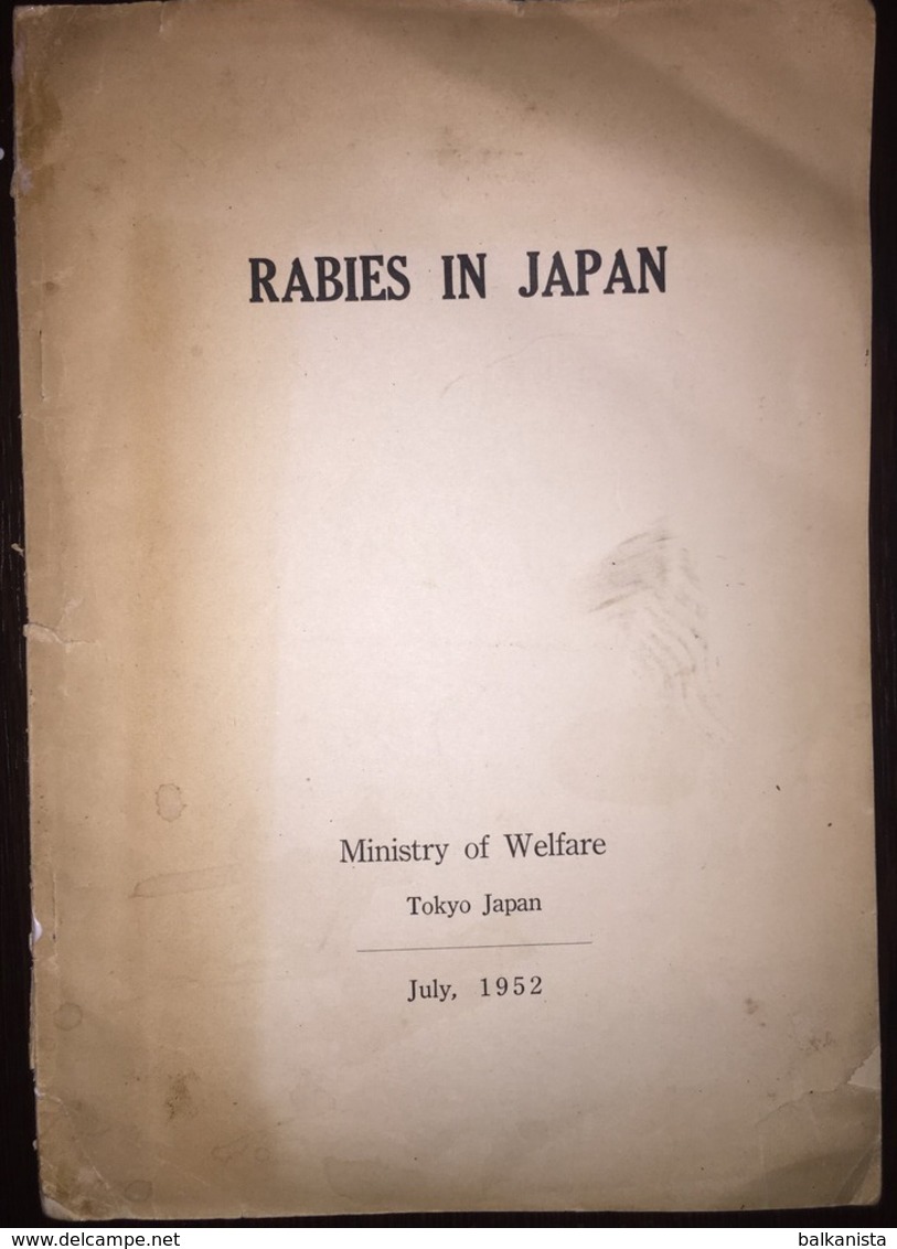 Rabies In Japan Ministry Of Welfare Tokyo 1952 - Altri & Non Classificati