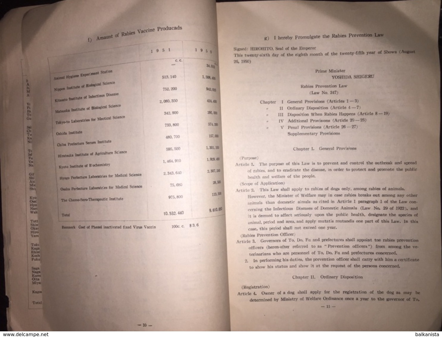 Rabies In Japan Ministry Of Welfare Tokyo 1952 - Autres & Non Classés