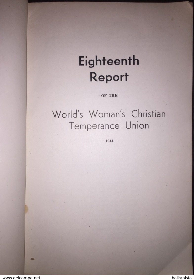 Eighteenth Report Of World's Woman's Christian Temperance Union 1944 Missionary - Biblia, Cristianismo