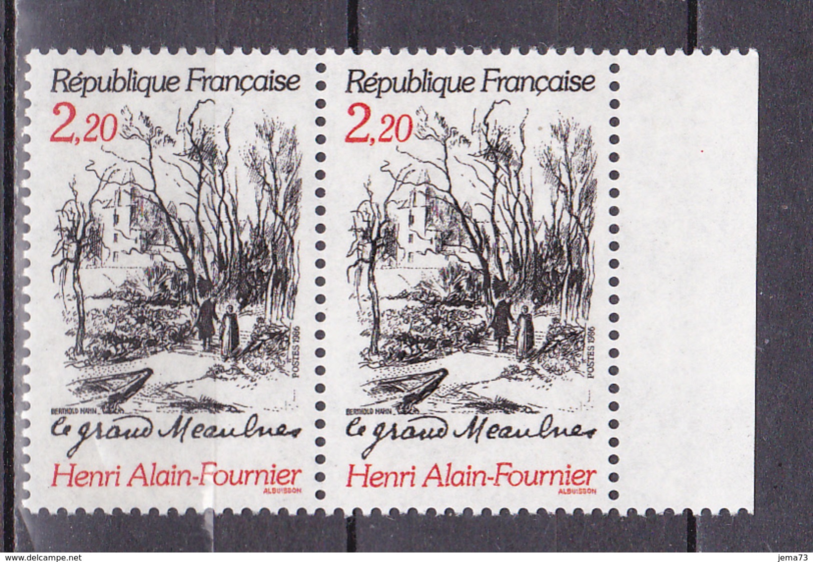 N° 2443 Centenaire De La Naissance D'Henri Alain Fournier :  Une Paire De 2Timbres Neuf Impeccable - Unused Stamps