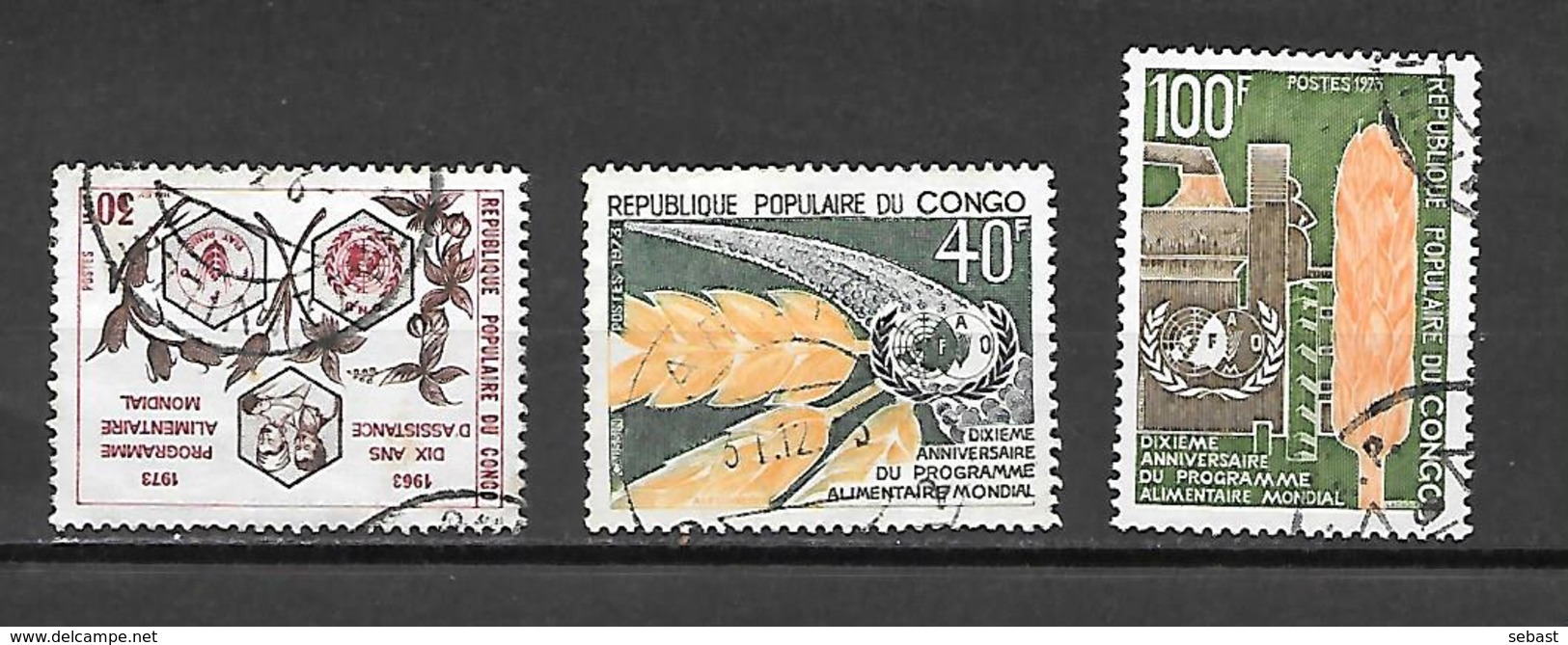 TIMBRE OBLITERE DU  CONGO BRAZZA DE 1973 N° MICHEL 402/04 - Usados