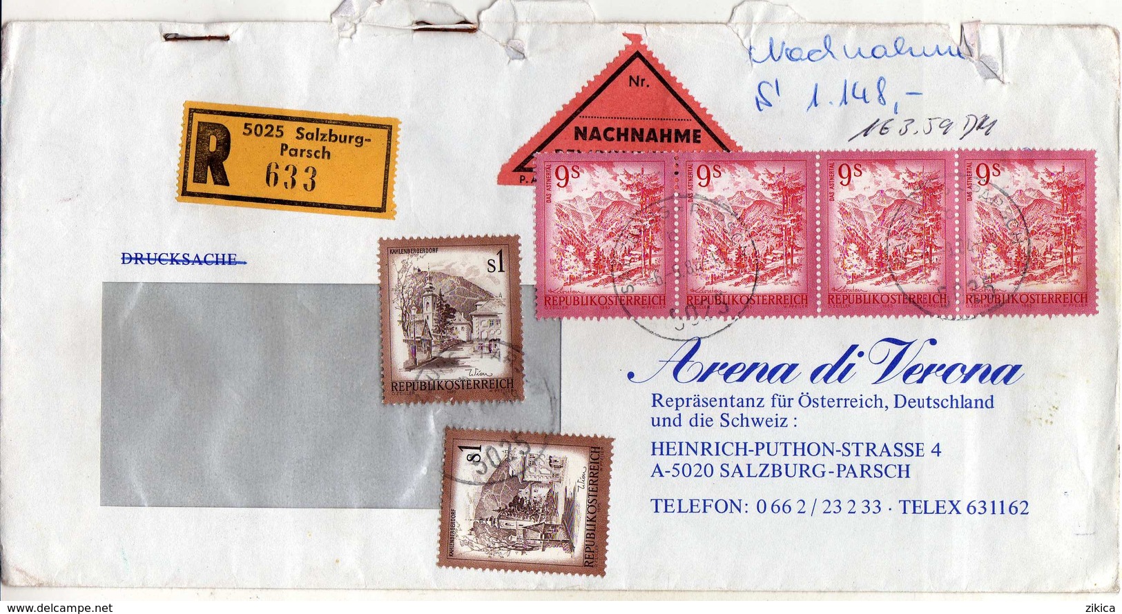 Austria R - Letter NACHNAHME Label 1984. - Stamps -  Austrian Landscapes - Lettres & Documents