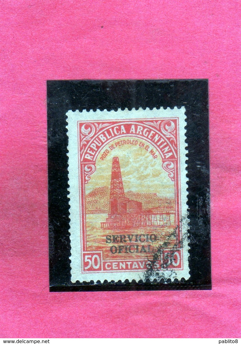 ARGENTINA 1938 1954 OFFICIAL STAMPS SERVICIO OFICIAL OIL WELL POZZO PETROLIFERO CENT. 50c USATO USED OBLITERE' - Servizio